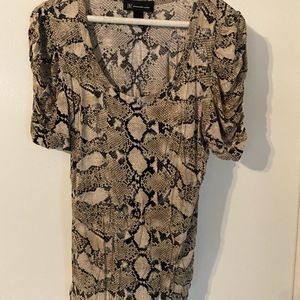 Soft Snakeskin Print Scoop Top Blouse Shirt Tan​​​​